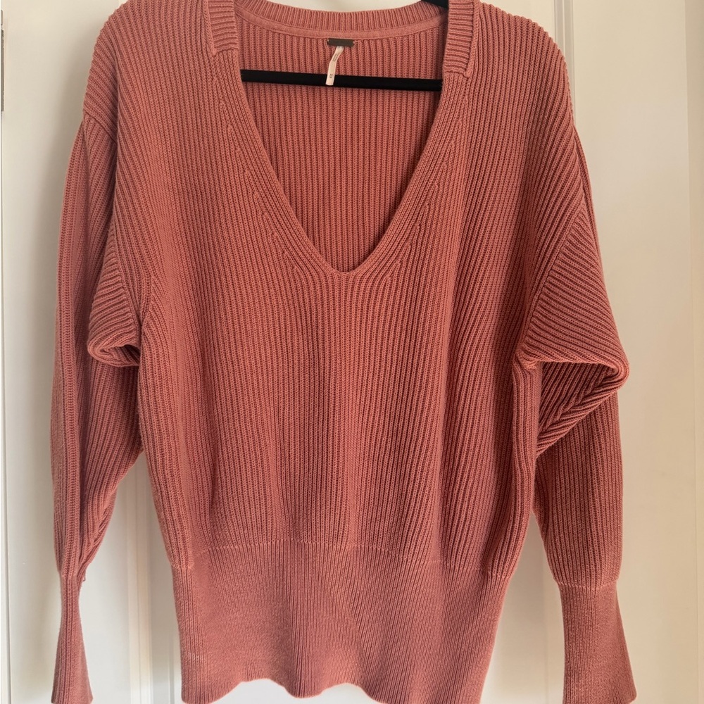 Free People V-Neck Sweater - Dusty Rose